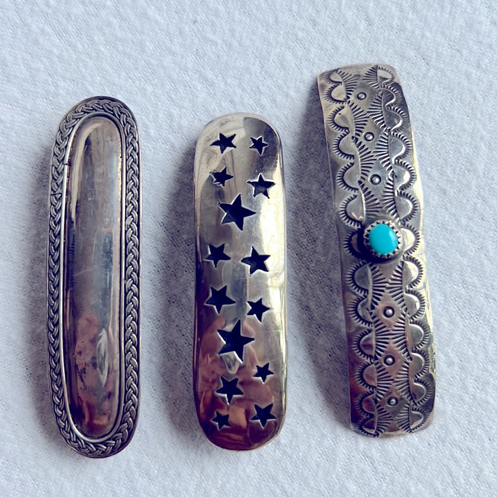 Trio of vintage sterling silver barrettes